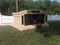 Side-by-side deluxe mausoleum with granite inlays in the columns in Georgetown, DE