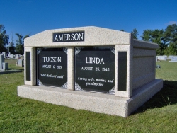 Side-by-side deluxe mausoleum with granite in the columns in Bratt, FL