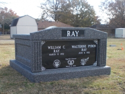 Side-by-side deluxe mausoleum deep gray with fluted columns in Indianola, MS