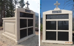 Customized 4-space with cross and 4-niche spaces on top with fluted columns in Missoula, MT