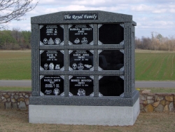 Nine-space mausoleum deep gray with fluted columns on a large foundation in Huntsville, AL