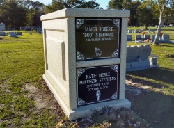 Over-and-under (stack) basic white mausoleum with split doors in Pascagoula, MS