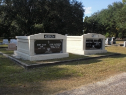 Two deluxe side-by-side mausoleums with fluted columns in Pascagoula, MS